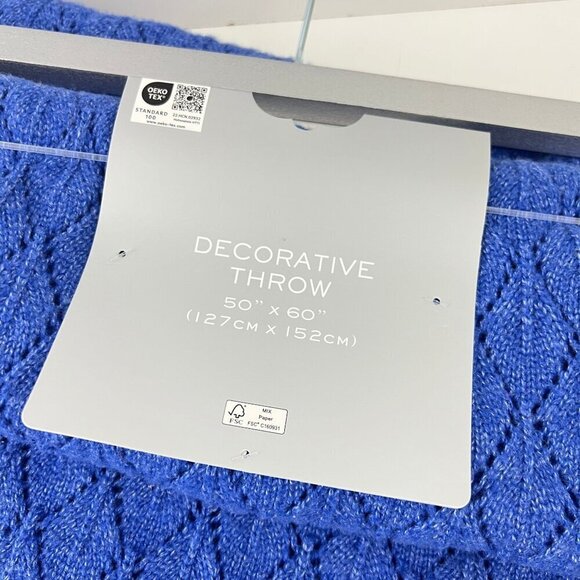 Shabby Chic  Decorative Throw Blanket 50" X 60" Blue Knit polyester   NWT - Picture 6 of 7